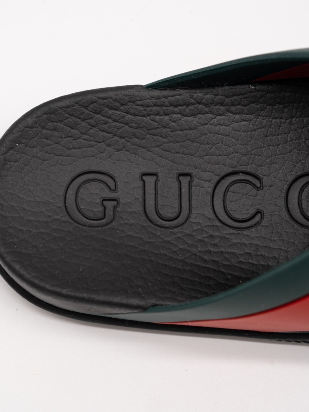 Gucci Women's Black Slide Sandals Cross Striped Red Web Rubber size 40eu 10 US - Picture 9 of 11